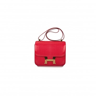 HERMES MASTER CONSTANCE 24 ROUGE EXOTIQUE LIZARD NILOTICUS GOLD HARDWARE (24*17*5cm)