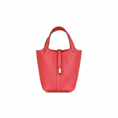 HERMES MASTER PICOTIN LOCK 18 ROSE TEXAS CLEMENCE PALLADIUM HARDWARE (18*18*13cm)
