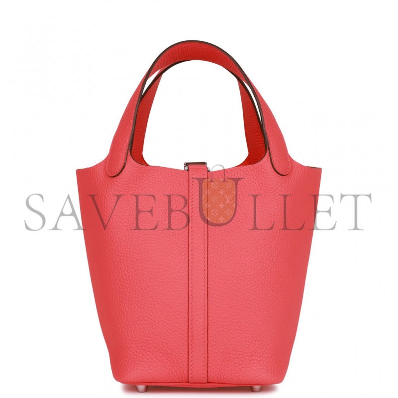 HERMES MASTER PICOTIN LOCK 18 ROSE TEXAS CLEMENCE PALLADIUM HARDWARE (18*18*13cm)