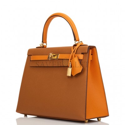 HERMES SPECIAL ORDER (HSS) KELLY SELLIER 25 GOLD AND APRICOT EPSOM GOLD HARDWARE HANDMADE (25*17*7cm) HERMES SPECIAL ORDER (HSS) KELLY SELLIER 25 GOLD AND APRICOT EPSOM GOLD HARDWARE HANDMADE (25*17*7cm)