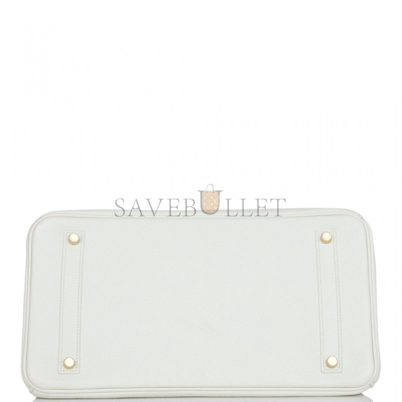HERMES BIRKIN 35 WHITE CLEMENCE GOLD HARDWARE (35*25*18cm)