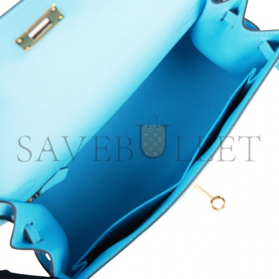HERMES KELLY SELLIER 28 CELESTE EPSOM GOLD HARDWARE (25*17*7cm) HERMES KELLY SELLIER 28 CELESTE EPSOM GOLD HARDWARE (25*17*7cm)
