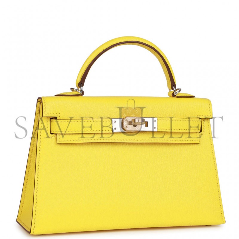 HERMES MINI KELLY CHÈVRE PALLADIUM HARDWARE (19*12*5.5cm)