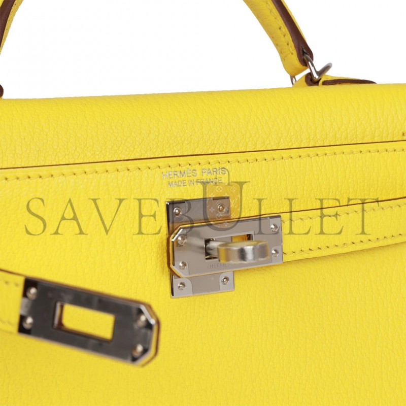 HERMES MINI KELLY CHÈVRE PALLADIUM HARDWARE (19*12*5.5cm)