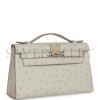 HERMES MINI KELLY POCHETTE GRIS PERLE OSTRICH PALLADIUM HARDWARE (22*14*7cm) HERMES MINI KELLY POCHETTE GRIS PERLE OSTRICH PALLADIUM HARDWARE (22*14*7cm)