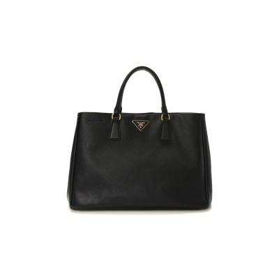 PRADA SAFFIANO LARGE GALLERIA DOUBLE ZIP TOTE BLACK 1BA274 (32*22.6*13.5cm)