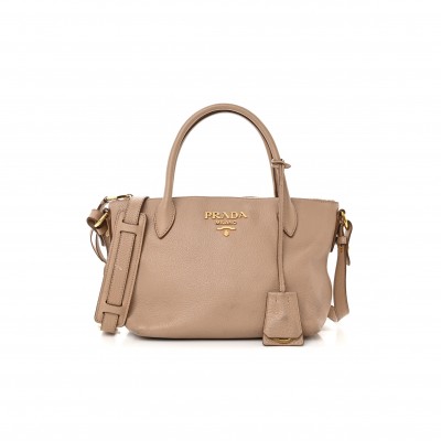 PRADA VITELLO DAINO MINI SHOPPING TOTE CAMMEO 1BA111  (24*19*12cm)