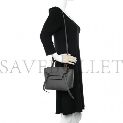 CELINE GRAINED CALFSKIN NANO BELT BAG GREY (20*17*11cm) CELINE GRAINED CALFSKIN NANO BELT BAG GREY (20*17*11cm)
