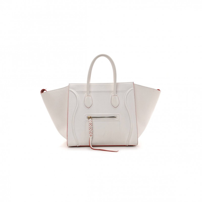 CELINE GRAINED CALFSKIN MEDIUM PHANTOM LUGGAGE WHITE (30*29*24cm) CELINE GRAINED CALFSKIN MEDIUM PHANTOM LUGGAGE WHITE (30*29*24cm)