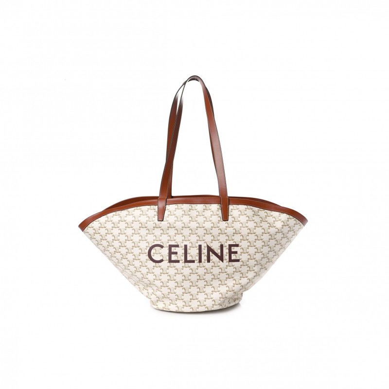 CELINE CALFSKIN CANVAS TRIOMPHE LARGE COUFFIN WHITE (31*23*20cm) CELINE CALFSKIN CANVAS TRIOMPHE LARGE COUFFIN WHITE (31*23*20cm)