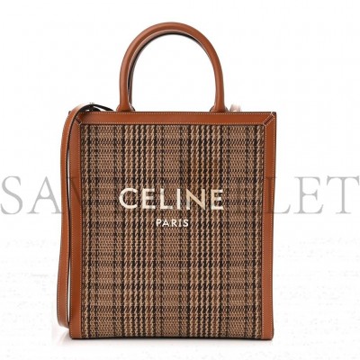 CELINE CALFSKIN TWEED SMALL VERTICAL CABAS DARK BROWN (31*28*8cm) CELINE CALFSKIN TWEED SMALL VERTICAL CABAS DARK BROWN (31*28*8cm)