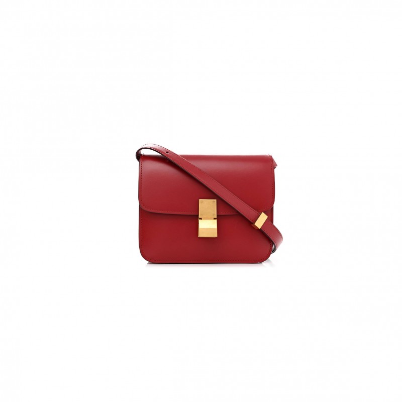 CELINE BOX CALFSKIN TEEN CLASSIC BOX FLAP BAG RED (18*15*6cm) CELINE BOX CALFSKIN TEEN CLASSIC BOX FLAP BAG RED (18*15*6cm)