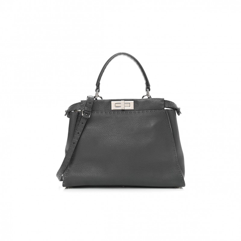 FENDI CUOIO ROMANO SELLERIA BI-COLOR MEDIUM PEEKABOO ICONIC SATCHEL ASFALTO LATTE (34*25*10cm) FENDI CUOIO ROMANO SELLERIA BI-COLOR MEDIUM PEEKABOO ICONIC SATCHEL ASFALTO LATTE (34*25*10cm)